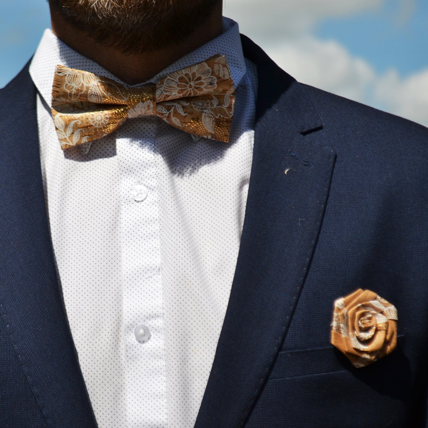 BROCHE EN LIEGE - Blanc - Loup Indigo