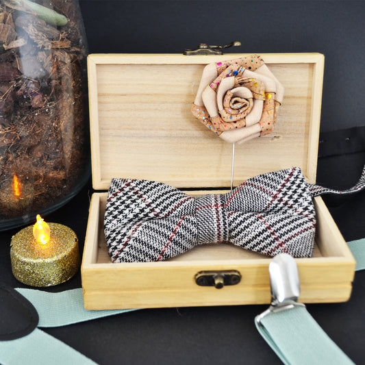 BOÎTE EN BOIS POUR NOEUD PAPILLON - Loup Indigo