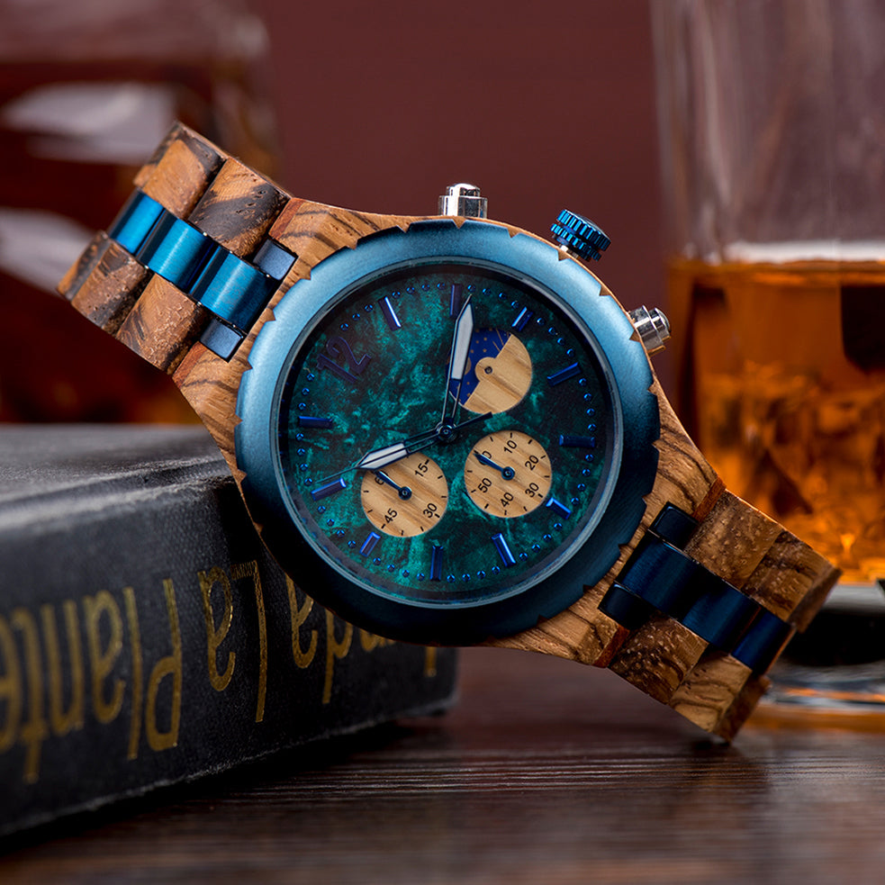 ELYSION - Homme - Bois/Bleu - Loup Indigo