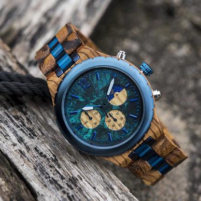 ELYSION - Homme - Bois/Bleu - Loup Indigo